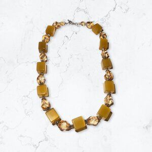Indie Designs Deep Caramel Colored Square Eclectic Vintage Original Necklace